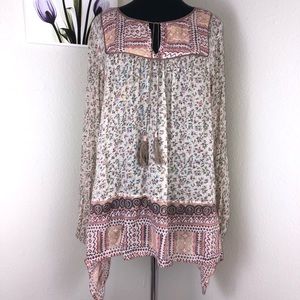 Free People pink Boho Tassel Tie Tunic